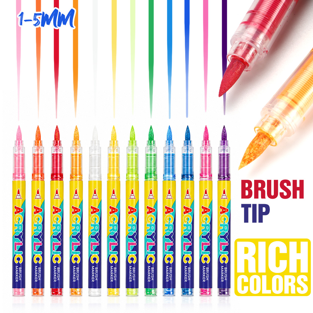12 Colors Acrylic Brush Marker - Copic Marker Sketch 评论和价格
