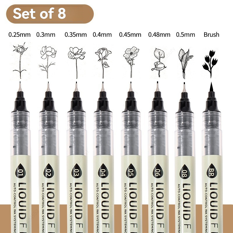 3-8PCS Fineliner Waterproof La - Copic Marker Sketch 评论和价格