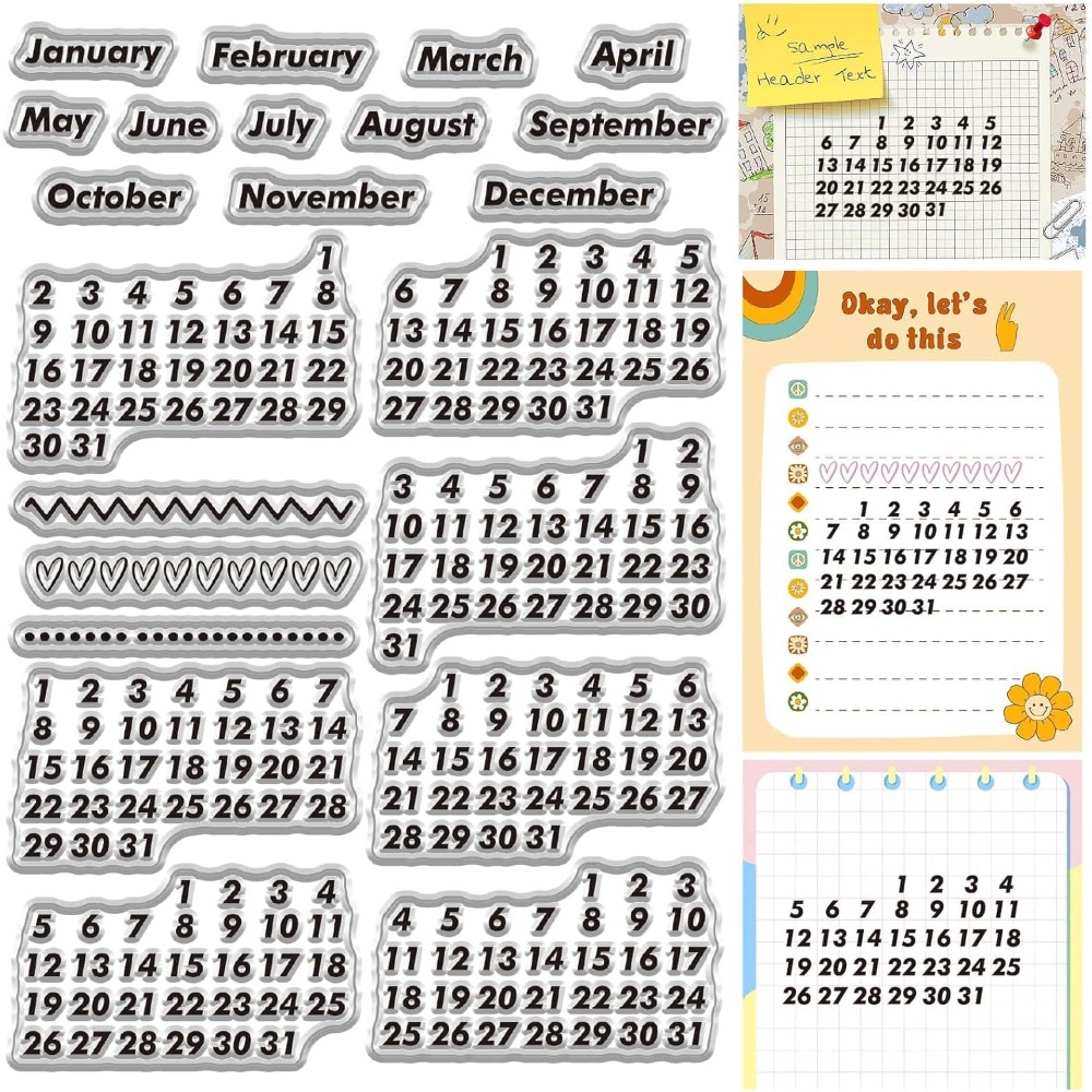 Calendar Date Clear Stamps Vin - Rubber Date Stamp 评论和价格