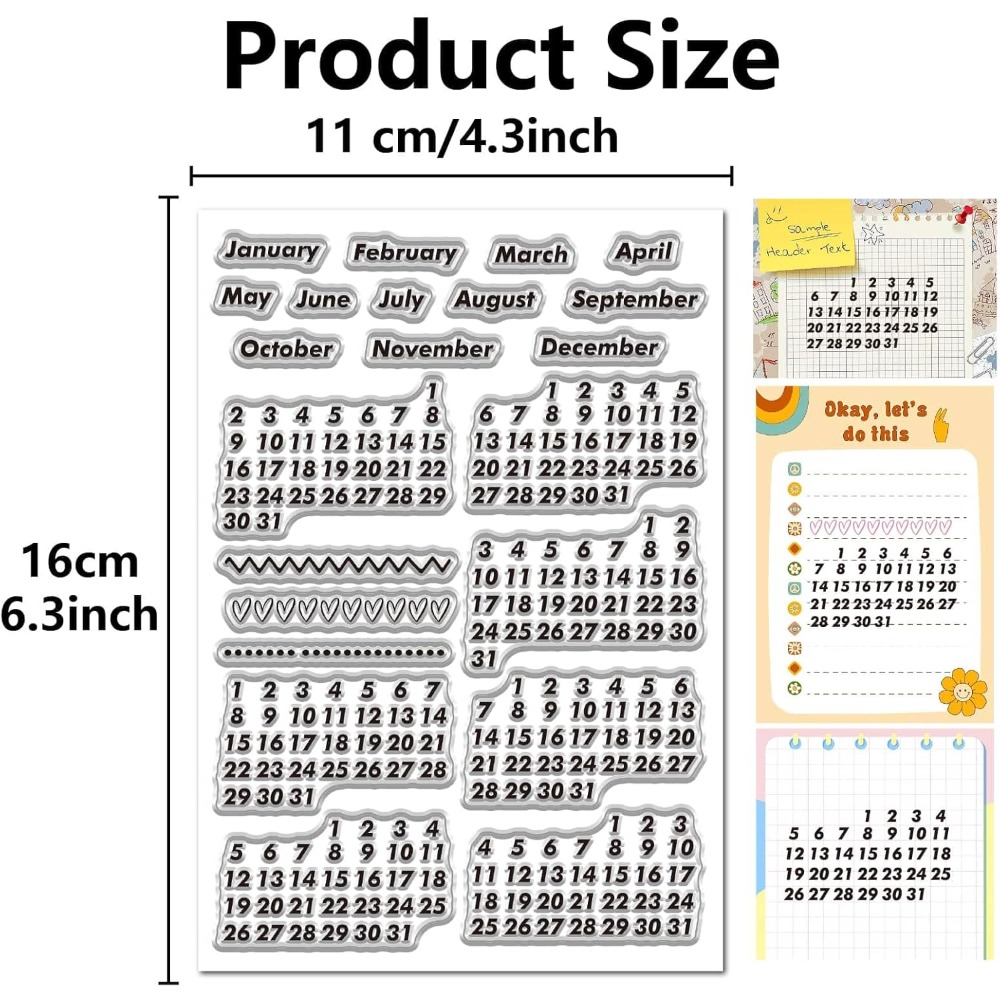 Calendar Date Clear Stamps Vin - Rubber Date Stamp 评论和价格